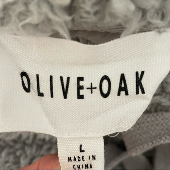 OLIVE + OAK Gray Sherpa hoodie sweatshirt Large - Picture 4 of 5
